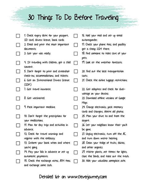 checklist before travelling abroad